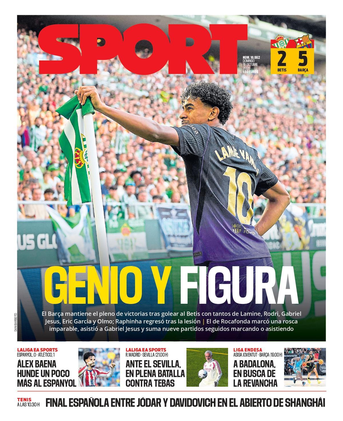 Esta es la portada SPORT de hoy, domingo 18 de octubre de 2026  0